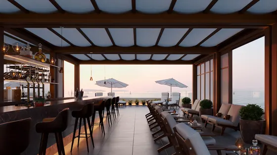 Restaurante ao ar livre com gazebo de alumínio