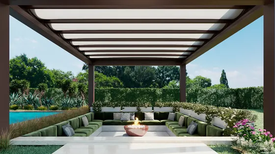 Gazebo de alumínio no jardim