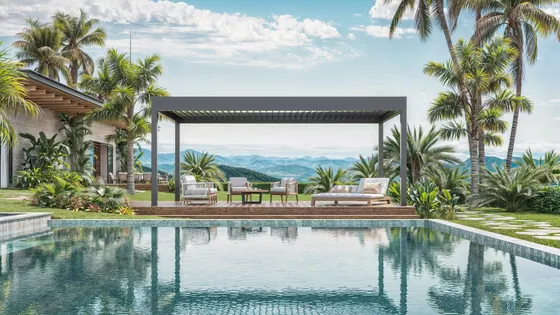 Gazebo de alumínio com piscina
